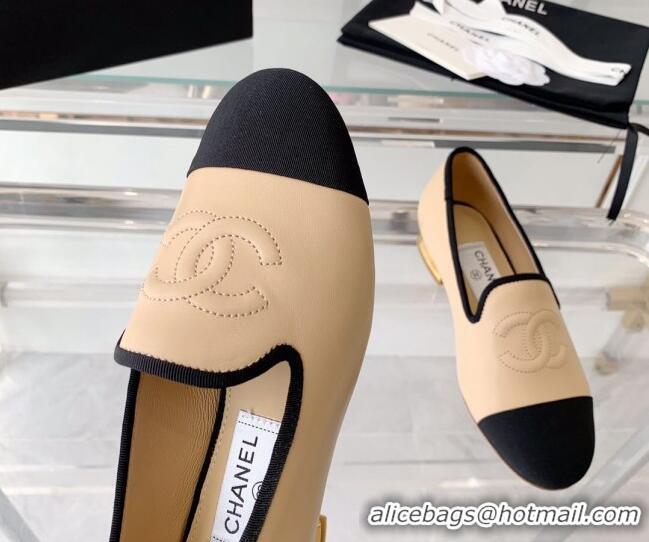 Top Grade Chanel Calfskin Loafers Beige 071056