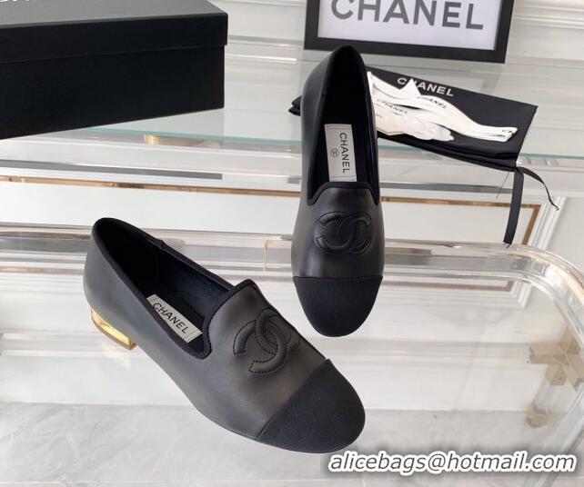 Best Grade Chanel Calfskin Loafers Black 071058