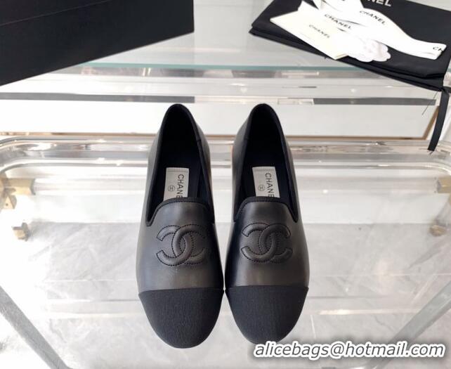 Best Grade Chanel Calfskin Loafers Black 071058