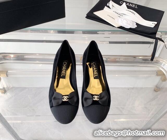 Unique Style Chanel Suede Ballerinas with Bow Black 071059