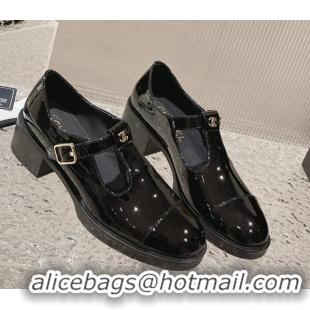 Good Product Chanel Patent Calfskin Pumps with Buckle Black 719097