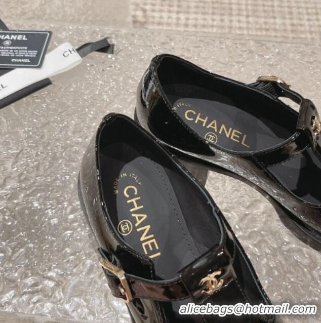 Good Product Chanel Patent Calfskin Pumps with Buckle Black 719097