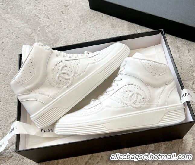 Trendy Design Chanel Calfskin High top Sneakers G45080 White