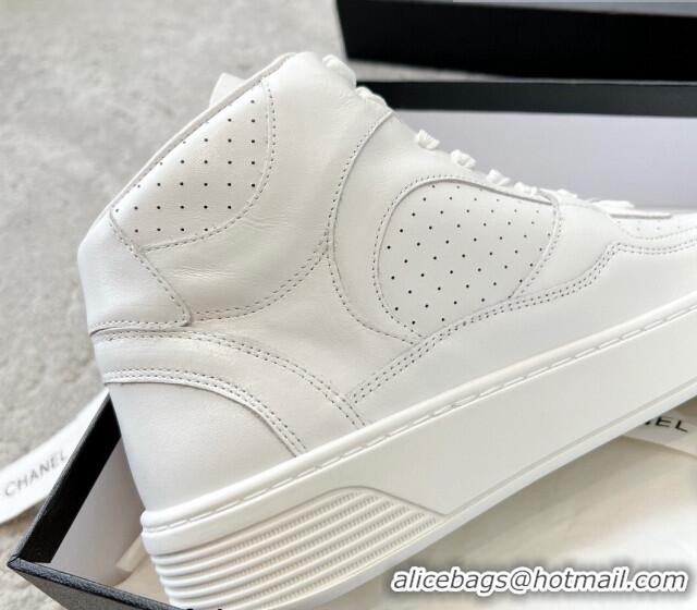 Trendy Design Chanel Calfskin High top Sneakers G45080 White