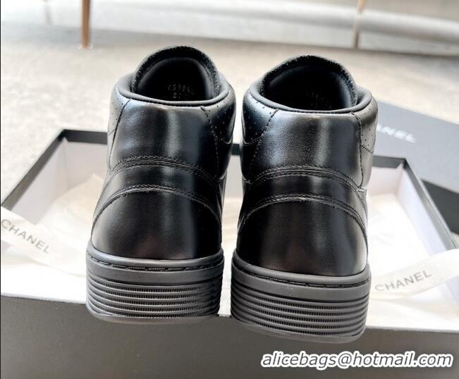 Sumptuous Chanel Calfskin High top Sneakers G45080 Black