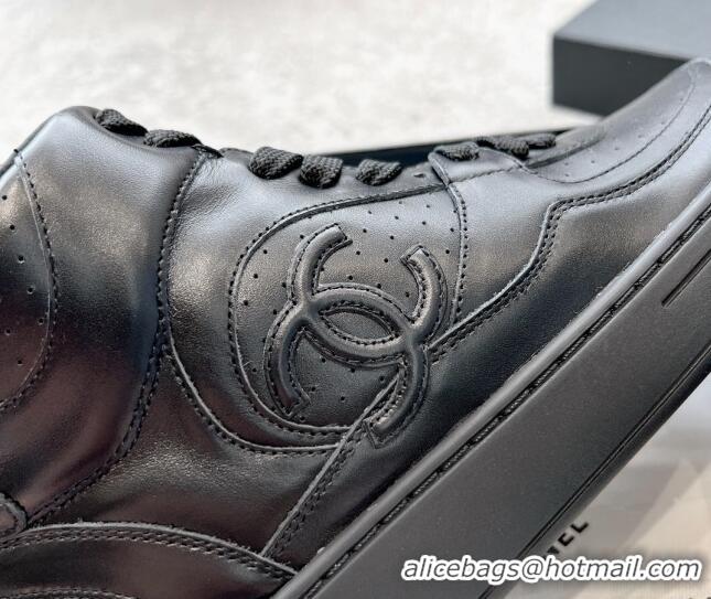 Sumptuous Chanel Calfskin High top Sneakers G45080 Black