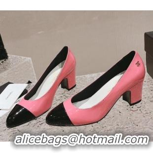 Grade Chanel Patent Calfskin Pumps 6.5cm in Patent Leather G45053 Pink