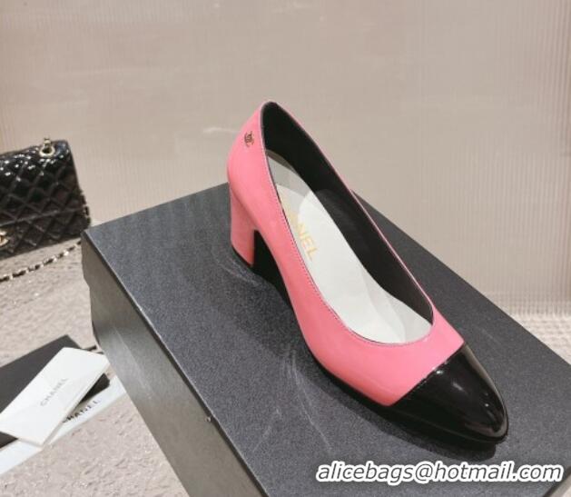 Grade Chanel Patent Calfskin Pumps 6.5cm in Patent Leather G45053 Pink