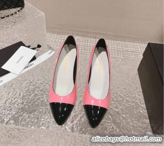 Grade Chanel Patent Calfskin Pumps 6.5cm in Patent Leather G45053 Pink