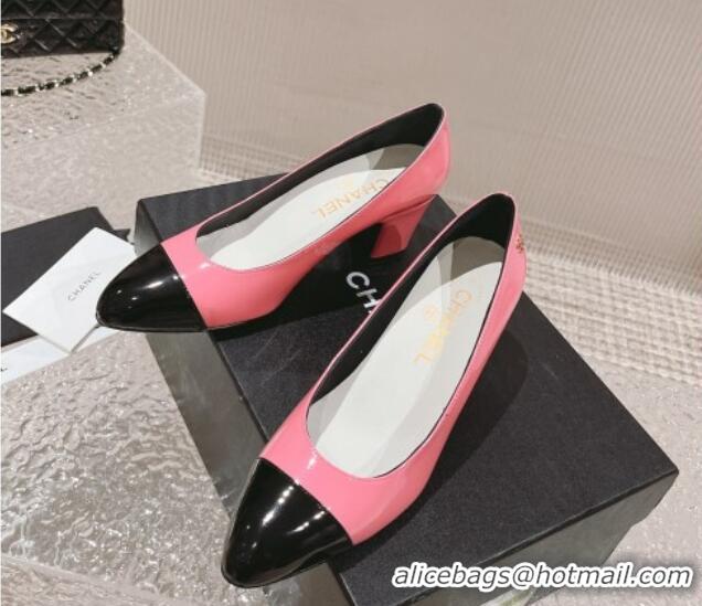 Grade Chanel Patent Calfskin Pumps 6.5cm in Patent Leather G45053 Pink