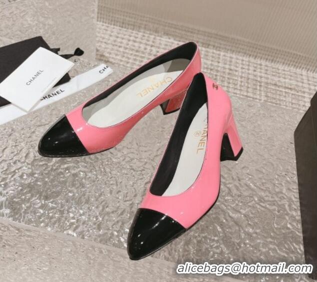 Grade Chanel Patent Calfskin Pumps 6.5cm in Patent Leather G45053 Pink