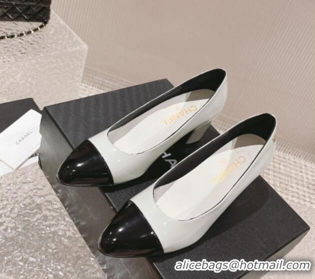 Unique Ladies Chanel Patent Calfskin Pumps 6.5cm in Patent Leather G45053 Light Grey