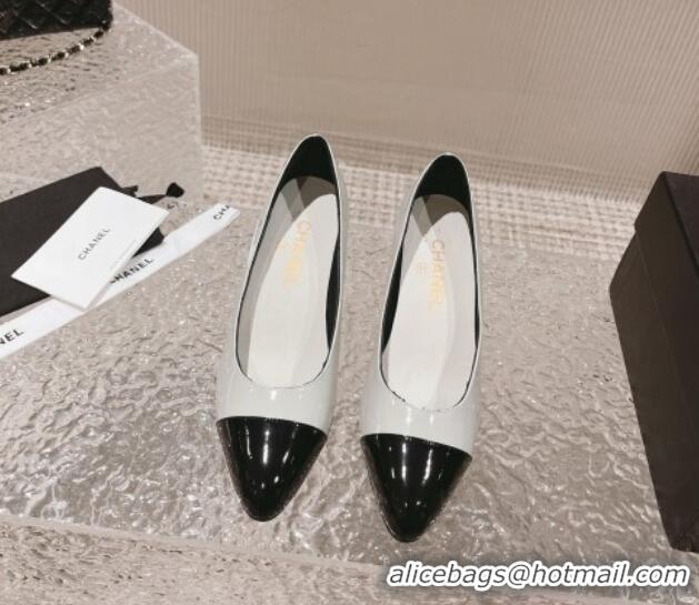 Unique Ladies Chanel Patent Calfskin Pumps 6.5cm in Patent Leather G45053 Light Grey