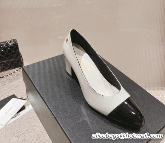 Unique Ladies Chanel Patent Calfskin Pumps 6.5cm in Patent Leather G45053 Light Grey