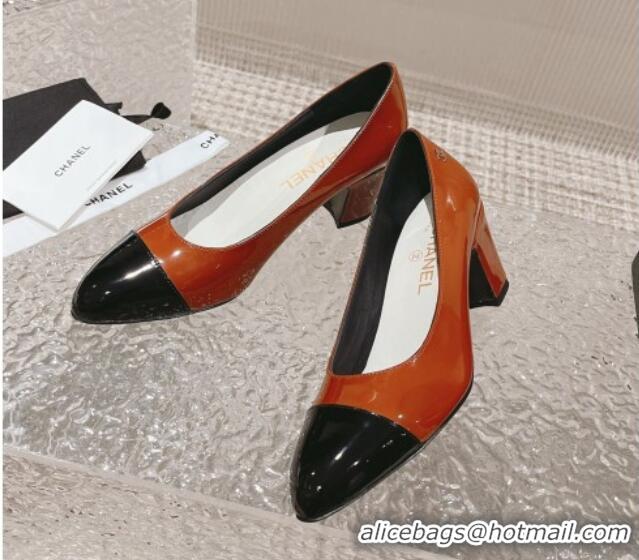 Stylish Chanel Patent Calfskin Pumps 6.5cm in Patent Leather G45053 Orange