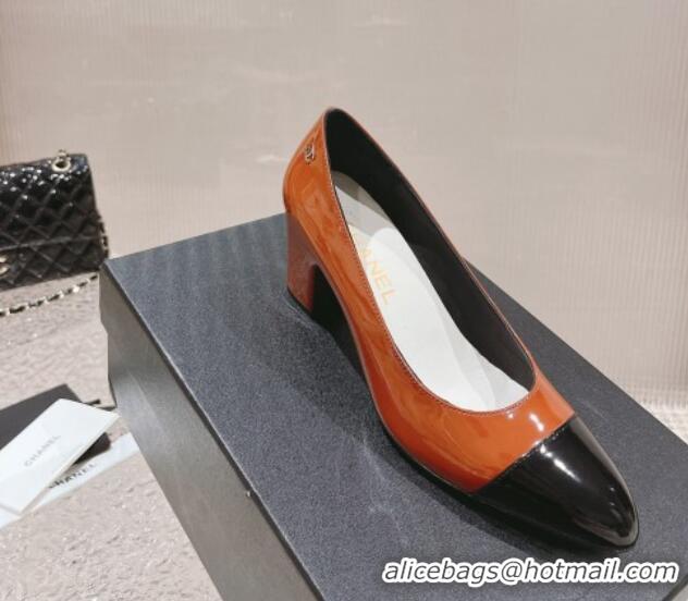 Stylish Chanel Patent Calfskin Pumps 6.5cm in Patent Leather G45053 Orange