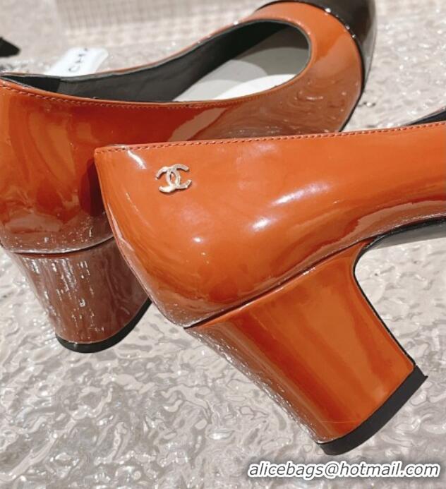 Stylish Chanel Patent Calfskin Pumps 6.5cm in Patent Leather G45053 Orange