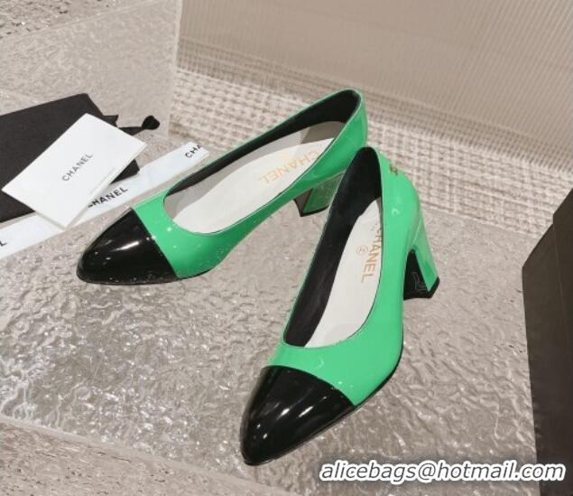 Sumptuous Chanel Patent Calfskin Pumps 6.5cm in Patent Leather G45053 Green