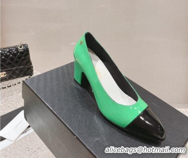 Sumptuous Chanel Patent Calfskin Pumps 6.5cm in Patent Leather G45053 Green