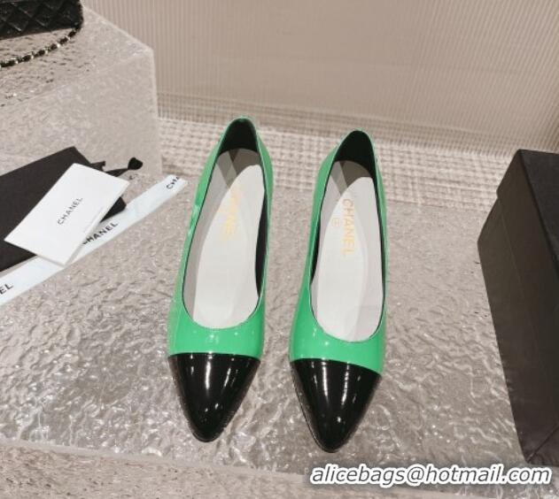 Sumptuous Chanel Patent Calfskin Pumps 6.5cm in Patent Leather G45053 Green