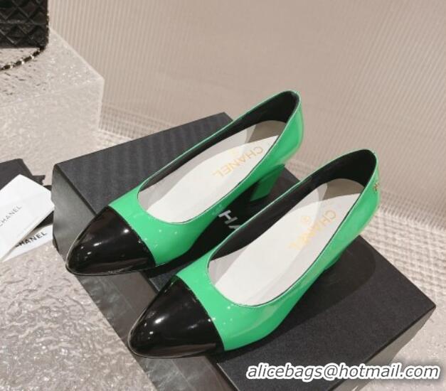 Sumptuous Chanel Patent Calfskin Pumps 6.5cm in Patent Leather G45053 Green