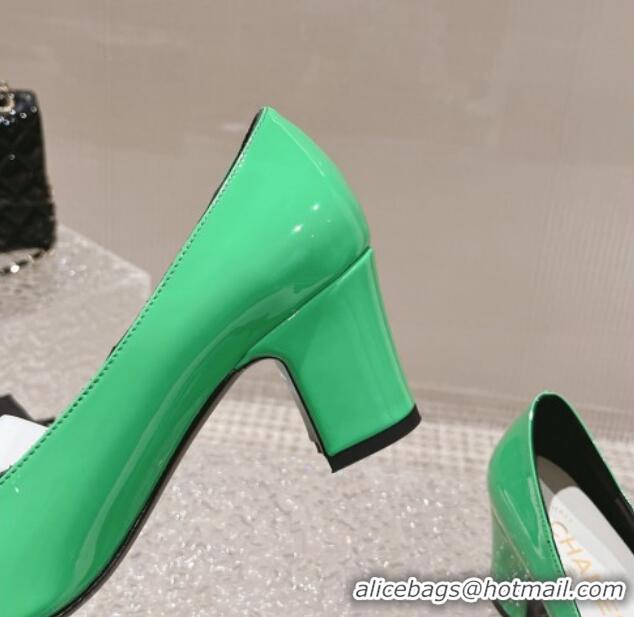 Sumptuous Chanel Patent Calfskin Pumps 6.5cm in Patent Leather G45053 Green