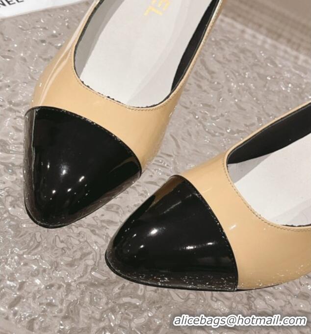 Luxury Cheap Chanel Patent Calfskin Pumps 6.5cm in Patent Leather G45053 Beige