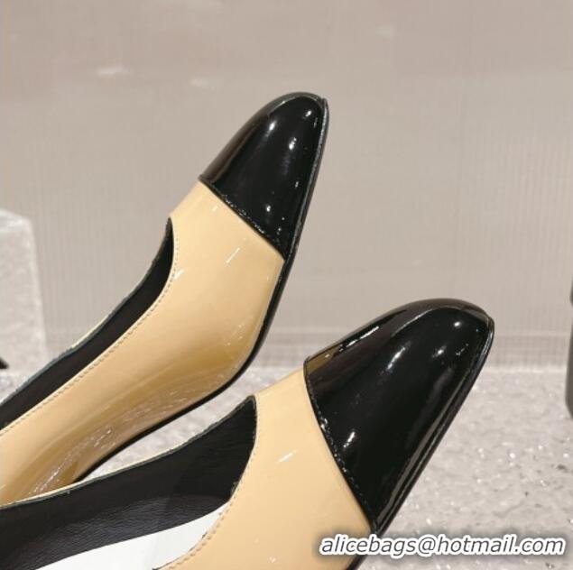 Luxury Cheap Chanel Patent Calfskin Pumps 6.5cm in Patent Leather G45053 Beige