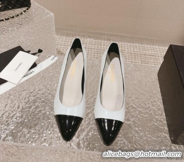 Luxury Chanel Patent Calfskin Pumps 6.5cm in Patent Leather G45053 White