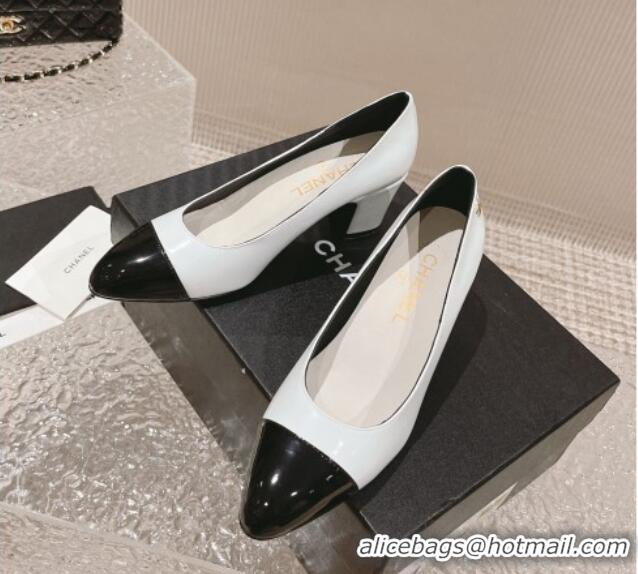 Luxury Chanel Patent Calfskin Pumps 6.5cm in Patent Leather G45053 White