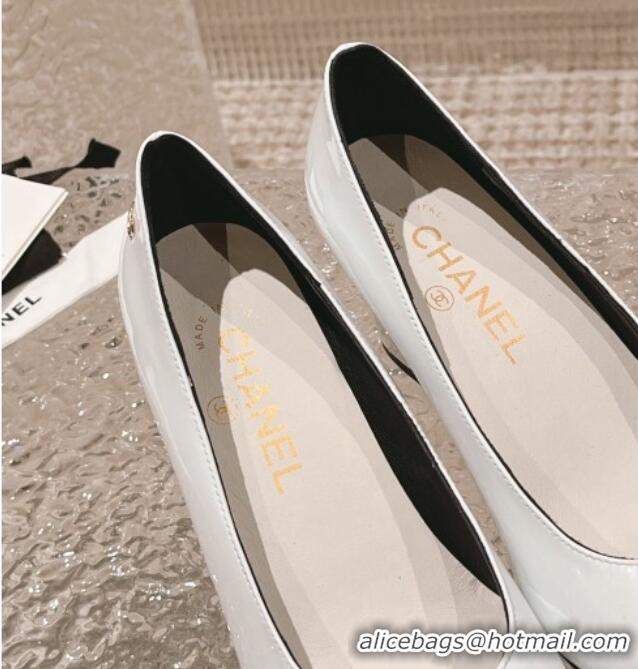 Luxury Chanel Patent Calfskin Pumps 6.5cm in Patent Leather G45053 White