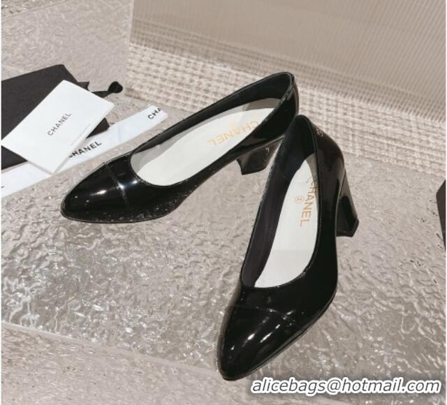 Discount Chanel Patent Calfskin Pumps 6.5cm in Patent Leather G45053 Black