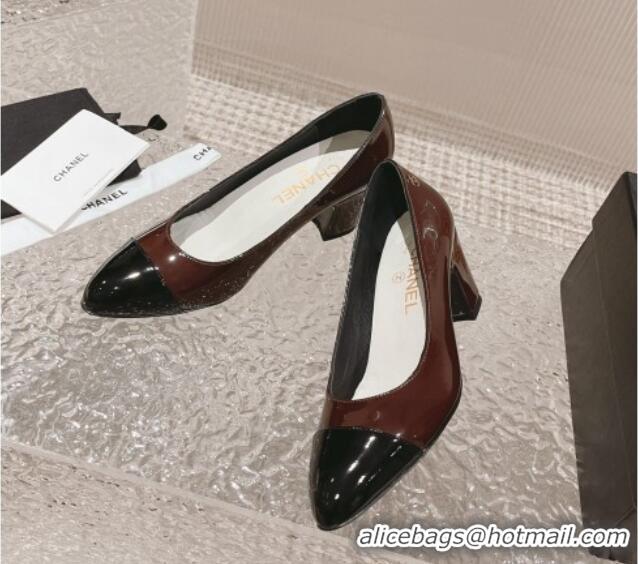 Good Quality Chanel Patent Calfskin Pumps 6.5cm in Patent Leather G45053 Brown