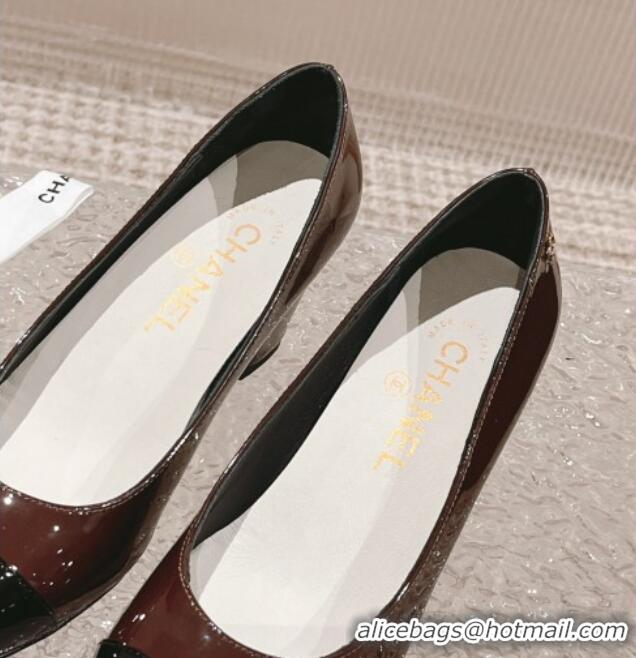 Good Quality Chanel Patent Calfskin Pumps 6.5cm in Patent Leather G45053 Brown