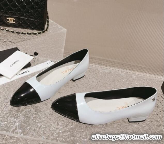 Popular Style Chanel Patent Calfskin Ballet Flat in Patent Leather G45054 White