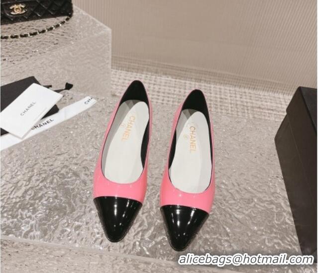 Grade Quality Chanel Patent Calfskin Ballet Flat in Patent Leather G45054 Pink