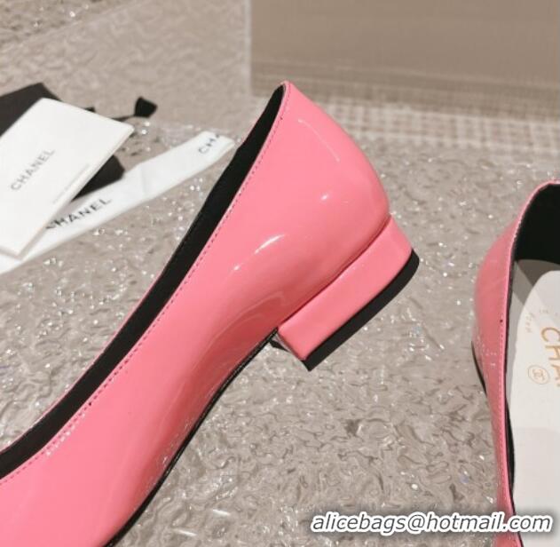 Grade Quality Chanel Patent Calfskin Ballet Flat in Patent Leather G45054 Pink