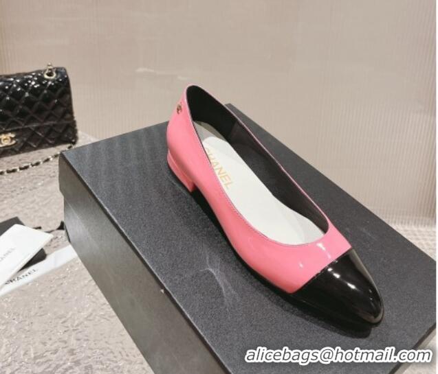 Grade Quality Chanel Patent Calfskin Ballet Flat in Patent Leather G45054 Pink