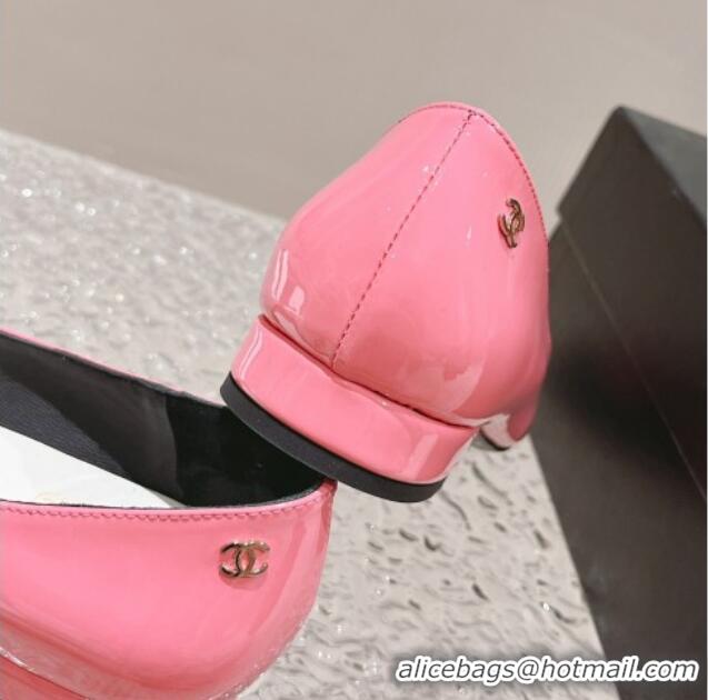 Grade Quality Chanel Patent Calfskin Ballet Flat in Patent Leather G45054 Pink