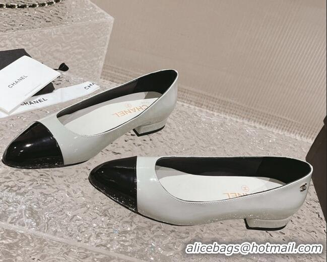 Top Design Chanel Patent Calfskin Ballet Flat in Patent Leather G45054 Grey