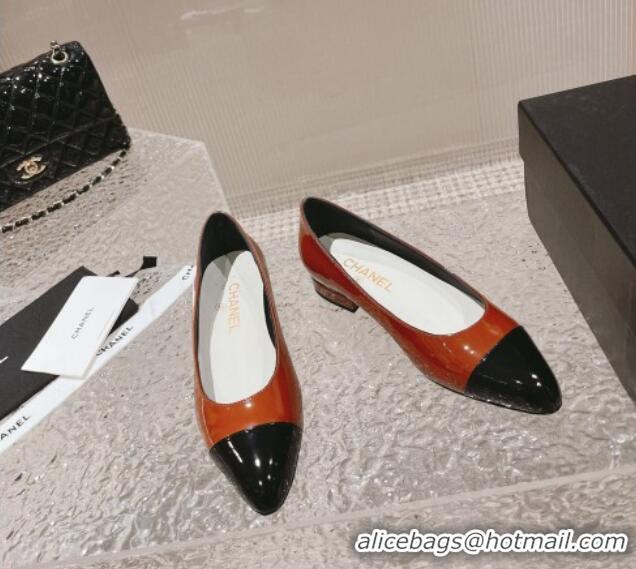 Shop Duplicate Chanel Patent Calfskin Ballet Flat in Patent Leather G45054 Orange