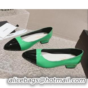 Best Price Chanel Patent Calfskin Ballet Flat in Patent Leather G45054 Green