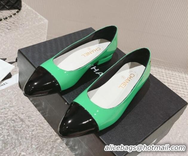 Best Price Chanel Patent Calfskin Ballet Flat in Patent Leather G45054 Green