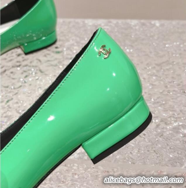 Best Price Chanel Patent Calfskin Ballet Flat in Patent Leather G45054 Green