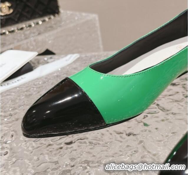 Best Price Chanel Patent Calfskin Ballet Flat in Patent Leather G45054 Green