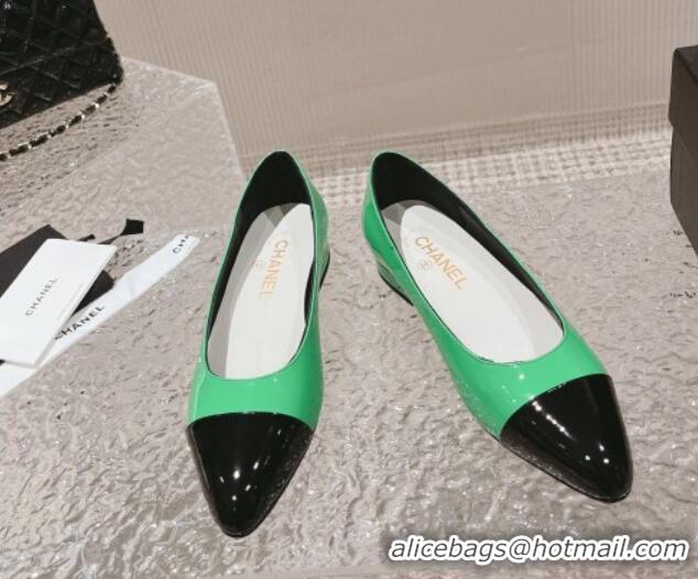 Best Price Chanel Patent Calfskin Ballet Flat in Patent Leather G45054 Green