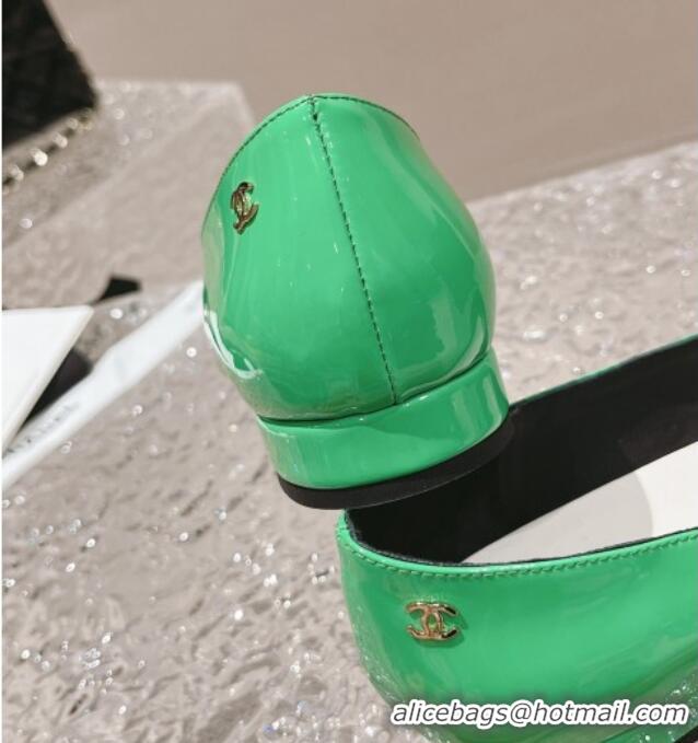 Best Price Chanel Patent Calfskin Ballet Flat in Patent Leather G45054 Green