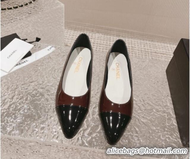 Pretty Style Chanel Patent Calfskin Ballet Flat in Patent Leather G45054 Brown