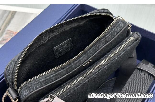 Inexpensive Dior Saddle Triple Pouch in Dior Oblique Jacquard CD3102 Black 2023