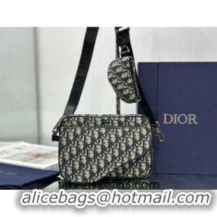 Promotional Dior Saddle Triple Pouch in Oblique Jacquard CD3102 Beige and Black 2023